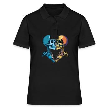 Küssende Romantische Skelette - Frauen Polo Shirt - Schwarz - Vorne - Ailine (174cm)