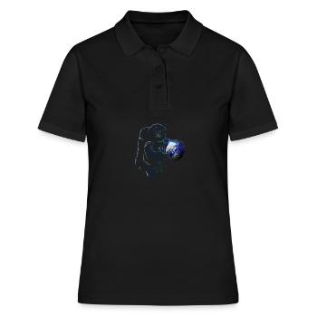 astronaut mit erde - Frauen Polo Shirt - Schwarz - Vorne - Ailine (174cm)