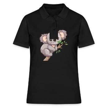 Happy koala ours koala sur bambou - Polo Femme - noir - Devant - Ailine (174cm)