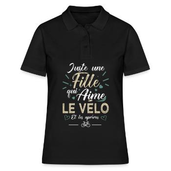 fille aime le vélo et apréros femme cycliste vélo - Polo Femme - noir - Devant - Ailine (174cm)