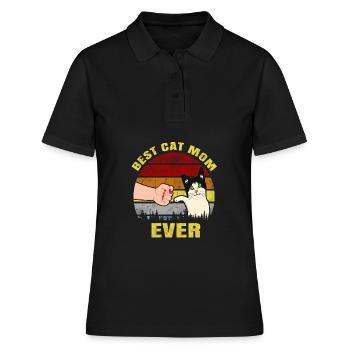 Vintage Best Cat Mom Ever Gift T-Shirt - Women's Polo Shirt - black - Front - Ailine (174cm)