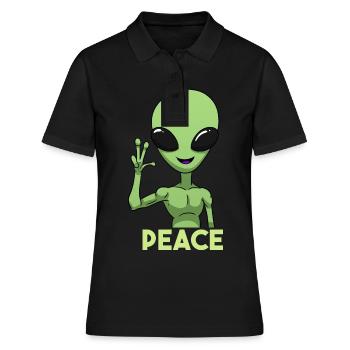 Peace Alien Friedenszeichen - Frauen Polo Shirt - Schwarz - Vorne - Ailine (174cm)