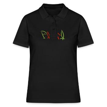 Grün-rotes Porto Souvenir - Frauen Polo Shirt - Schwarz - Vorne - Ailine (174cm)