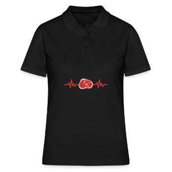 Viande Grill saison Pulse battement de coeur cadeau - Polo Femme - noir - Devant - Ailine (174cm)