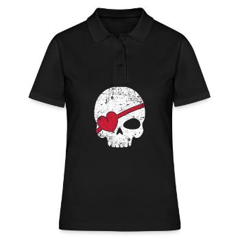 Cadeau de crâne pirate cache-œil pirate - Polo Femme - noir - Devant - Ailine (174cm)