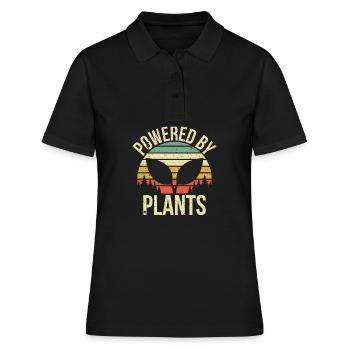 Powered by Plants Geschenk - Frauen Polo Shirt - Schwarz - Vorne - Ailine (174cm)