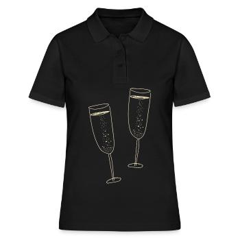 prosecco, sekt, alkohol, geschenkidee, party - Frauen Polo Shirt - Schwarz - Vorne - Ailine (174cm)