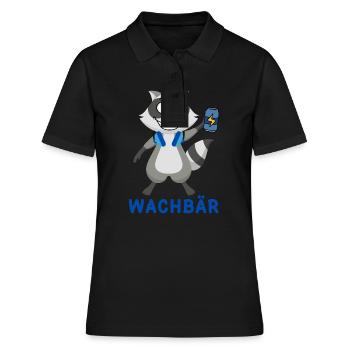 Wachbär Techno Design für Raver zum Feiern im Club - Frauen Polo Shirt - Schwarz - Vorne - Ailine (174cm)