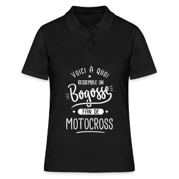 motocross Bogosse fan de sport moto cross - Polo Femme - noir - Devant - Ailine (174cm)