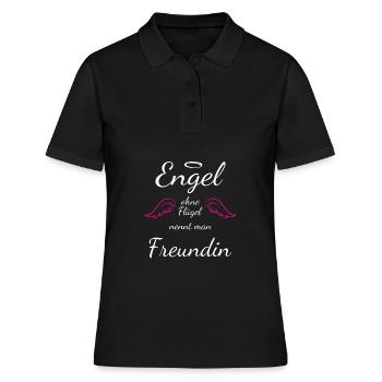 Engel ohne Flügel nennt man Freundin Geschenkidee - Frauen Polo Shirt - Schwarz - Vorne - Ailine (174cm)