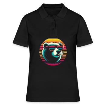 Bär Zigarette - Frauen Polo Shirt - Schwarz - Vorne - Ailine (174cm)