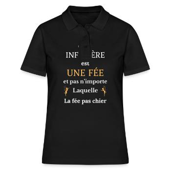 Cette infirmière est une fée - Polo Femme - noir - Devant - Ailine (174cm)