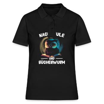 Nachteule Eule Eulen Vogel - Frauen Polo Shirt - Schwarz - Vorne - Ailine (174cm)