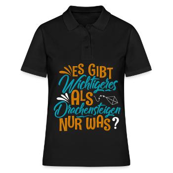 Drachensteigen Drachen Steigen - Frauen Polo Shirt - Schwarz - Vorne - Ailine (174cm)