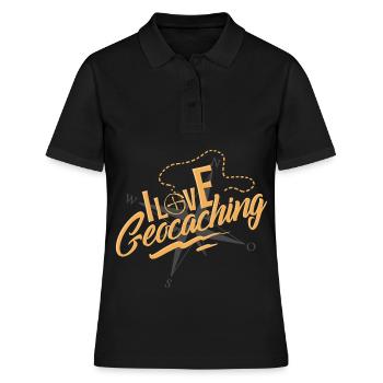 Geocaching - Frauen Polo Shirt - Schwarz - Vorne - Ailine (174cm)