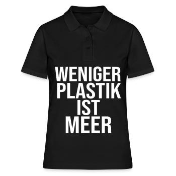 WENIGER PLASTIK IST MEER - Frauen Polo Shirt - Schwarz - Vorne - Ailine (174cm)