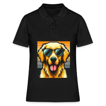 Golden Retriever - Frauen Polo Shirt - Schwarz - Vorne - Ailine (174cm)
