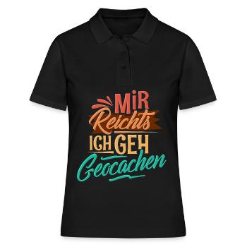 Geocaching - Frauen Polo Shirt - Schwarz - Vorne - Ailine (174cm)