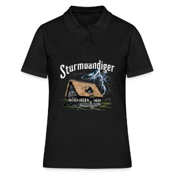 Sturmbegeisterte Gewitter Nacht Landhaus - Frauen Polo Shirt - Schwarz - Vorne - Ailine (174cm)
