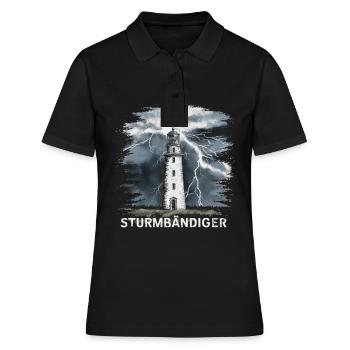 Sturmbändiger Leuchtturm Gewitter Kraftvoll - Frauen Polo Shirt - Schwarz - Vorne - Ailine (174cm)