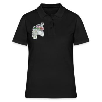 ESEL - Love - Flowers - cute Donkey - Women's Polo Shirt - black - Front - Ailine (174cm)