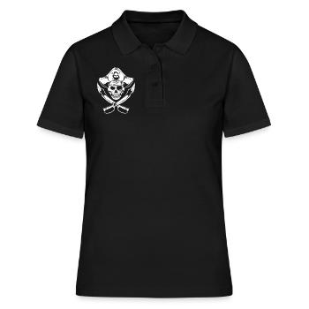 Drapeau de pirate avec sabres et crâne - Pirate - Polo Femme - noir - Devant - Ailine (174cm)