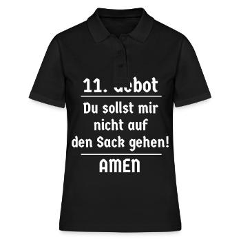 11. Gebot Du sollst mir nicht auf den Sack gehen - Frauen Polo Shirt - Schwarz - Vorne - Ailine (174cm)