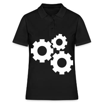Zahnräder - Frauen Polo Shirt - Schwarz - Vorne - Ailine (174cm)