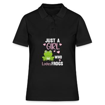 Just a girl who loves Frogs süßer Frosch - Frauen Polo Shirt - Schwarz - Vorne - Ailine (174cm)