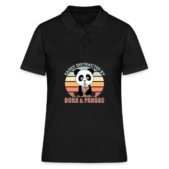 Bubble Tea Panda chocolat animaux doux Boba - Polo Femme - noir - Devant - Ailine (174cm)