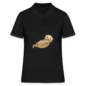 loutre Mama Loutre bébé animaux mignons Amoureux des animaux - Polo Femme - noir - Devant - Ailine (174cm)