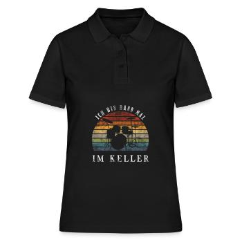 Ich bin dann mal im Keller Schlagzeug - Frauen Polo Shirt - Schwarz - Vorne - Ailine (174cm)