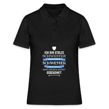 Ich Bin Stolze Schwester einer Schwester - Frauen Polo Shirt - Schwarz - Vorne - Ailine (174cm)