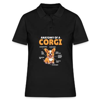 Explication du chien Anatomie d’un Corgi - Polo Femme - noir - Devant - Ailine (174cm)