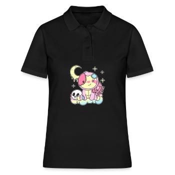 Kawaii Gothic Faultier Pastellfarben Gothic Goth - Frauen Polo Shirt - Schwarz - Vorne - Ailine (174cm)