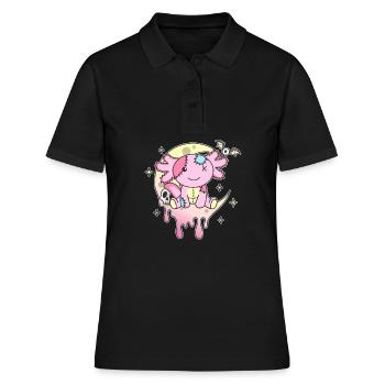 Kawaii Gothic Axolotl Pastellfarben Gothic Goth - Frauen Polo Shirt - Schwarz - Vorne - Ailine (174cm)