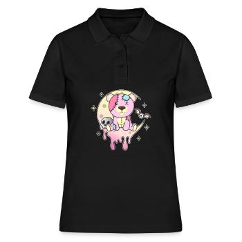Kawaii Gothic Bär Pastellfarben Gothic Goth - Frauen Polo Shirt - Schwarz - Vorne - Ailine (174cm)