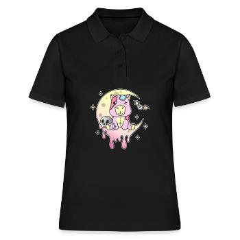 Kawaii Gothic Capybara Pastellfarben Gothic Goth - Frauen Polo Shirt - Schwarz - Vorne - Ailine (174cm)
