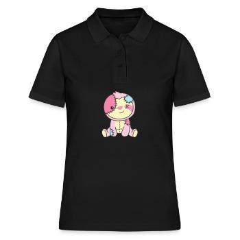 Kawaii Gothic Faultier Pastellfarben Gothic Goth - Frauen Polo Shirt - Schwarz - Vorne - Ailine (174cm)