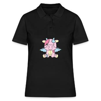 Kawaii Gothic Drache Pastellfarben Gothic Goth - Frauen Polo Shirt - Schwarz - Vorne - Ailine (174cm)