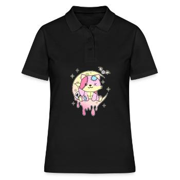 Kawaii Gothic Fuchs Pastellfarben Gothic Goth - Frauen Polo Shirt - Schwarz - Vorne - Ailine (174cm)