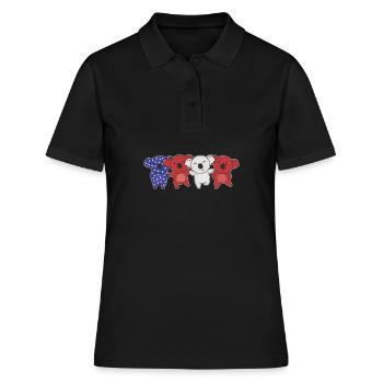 Koala für den vierten Juli USA Flagge Koalas - Frauen Polo Shirt - Schwarz - Vorne - Ailine (174cm)