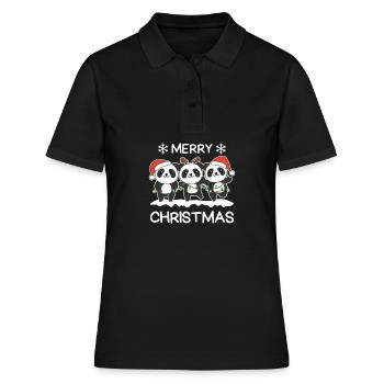 Frohe Weihnachten Panda Heiligabend Pandas - Frauen Polo Shirt - Schwarz - Vorne - Ailine (174cm)