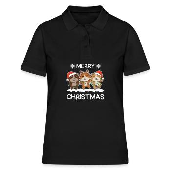 Frohe Weihnachten Meerschweinchen Heiligabend - Frauen Polo Shirt - Schwarz - Vorne - Ailine (174cm)