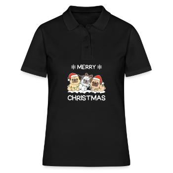Frohe Weihnachten Mops Heiligabend Hunde - Frauen Polo Shirt - Schwarz - Vorne - Ailine (174cm)