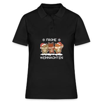 Frohe Weihnachten Eichhörnchen Heiligabend - Frauen Polo Shirt - Schwarz - Vorne - Ailine (174cm)
