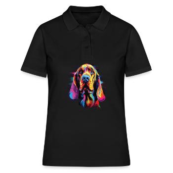 Wasserfarben Farbenfroher Bloodhound - Frauen Polo Shirt - Schwarz - Vorne - Ailine (174cm)