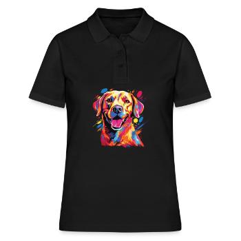 Wasserfarben Farbenfroher Labrador Labbi - Frauen Polo Shirt - Schwarz - Vorne - Ailine (174cm)