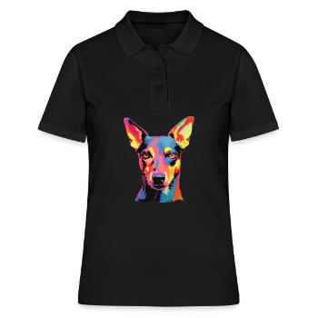 Fox Terrier aux cheveux lisses colorés aquarelle - Polo Femme - noir - Devant - Ailine (174cm)