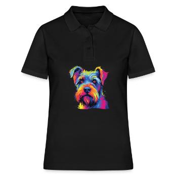 Wasserfarben Farbenfroher Standard Schnauzer - Frauen Polo Shirt - Schwarz - Vorne - Ailine (174cm)